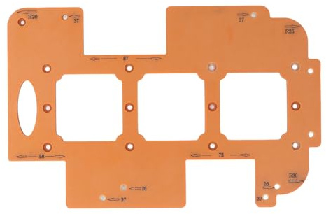 LUCKDANO Plantilla de Caja Inferior de Zócalo de Interruptor, Orificio de 7x7 Cm, Plantilla de Radio Multifuncional R20 R25 R30 con Broca de Enrutador para Carpintería Precisa