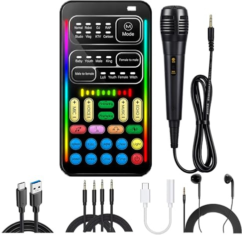 I9 Voice Changer Sound Card Kit with Microphone & Monitor Earphone