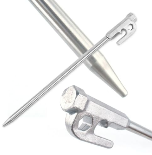 ELEOUTI 2 Stück 30cm Edelstahl Zeltheringe für Campingzelte mit Stabilem Halt und Fester Bodeneinführung für Outdoor Ausflüge und Zeltaufbau