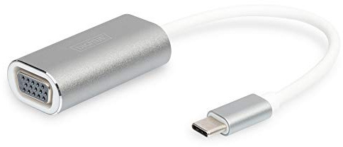 DIGITUS Adaptateur Graphique USB-C - USB-C vers VGA - FullHD 1080p/75Hz - Longueur de câble 20cm - pour Tous Les systèmes d'exploitation - Plug & Play - Argenté