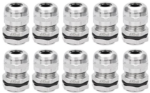 Sourcingmap – ® 10 piezas PG7 Metal cierre conector impermeable Contratuerca Relleno Cable Gland