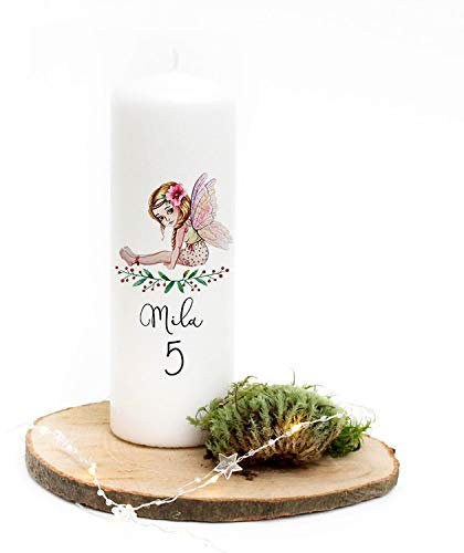 Geburtstagskerze Kerze zum Geburtstag Elfe Fee mit Blume im Haar Wunschname & Alter wk85 ilka parey wandtattoo-welt®