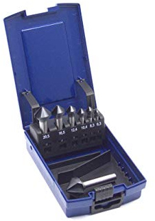 WSH-TOOLS Kegelsenker Set 7-teilig TiAlN-beschichtet 6,3 mm - 25mm HSS-G 90° Winkel in Rosebox