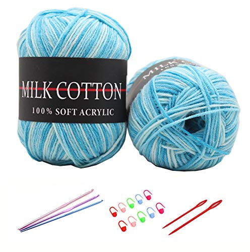 YAMEE 6 Stück 50 g Handstrickgarn Farbverlauf Wolle zum Stricken Häkelgarn Weberei Mit Häkelhaken und Set