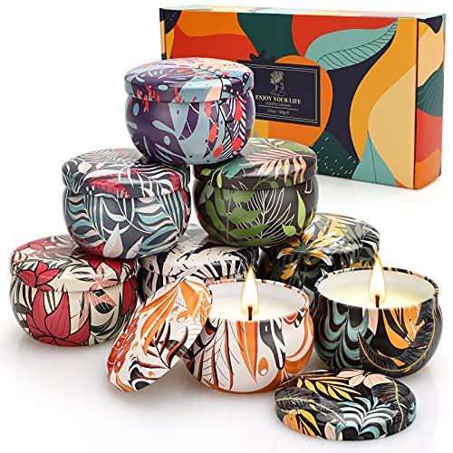 Duftkerzen Geschenkset für Frauen, Duftkerze Set Aroma Kerzen 8 Stück, 2.5OZ Natürliches Sojawachs Aromatherapie Kerzen Geschenkset, für Mutter Bad Geburtstag Yoga Jahrestag Damen Weihnachten