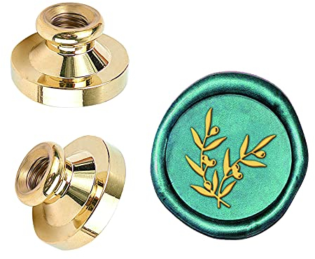 SUPERDANT 25mm Olivenzweig Muster Wachs Siegelstempel Abnehmbarer Wachs Siegelstempel Sammelalbum Messingstempel Zum Dekorieren von Umschlageinladungen Geschenkkarte