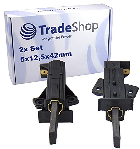 Trade-Shop 2x Motorkohlen Kohlebürsten Schleifkohlen 5x12,5x42mm mit Halter L 57mm lang für viele AEG Electrolux Bosch Siemens Matura Waschmaschinen