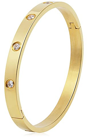 Luxus vergoldeter Edelstahl einfacher Stil Liebe Armreif Armband för Frauen