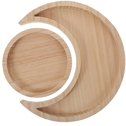 Cabilock 2pièces Plateau à Bijoux Bois Décoratif Assiette De Rangement Raffinée Pour Bijoux Et Cosmétiques Plateau De Présentation Double