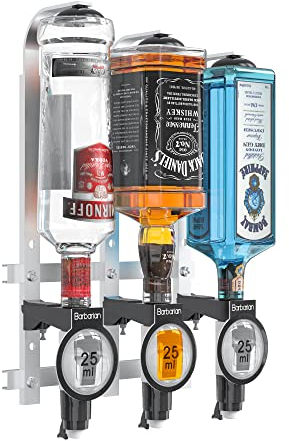 Barbarian 3/4/6 Bottle Optics for Home Bar - Bar Butler Shot Measure Bracket Alcohol Spirits Wine Upside Down Drink Dispenser Home bar Garage Man cave (3 Bottle Professional)
