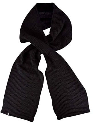 HEAT HOLDERS Mens Windproof Fleece Winter Scarf Thermal Cosy Black Scarves for Cold Weather (One Size, Black)