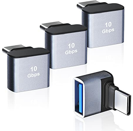 AreMe 4 Pack USB C to USB 3.1 Adapter, 90 Degree Up and Down Right Angle USB Type C Male to USB Female Converter Connector for MacBook Pro Air iPad, Tablet, Phone and Other Type C Devices