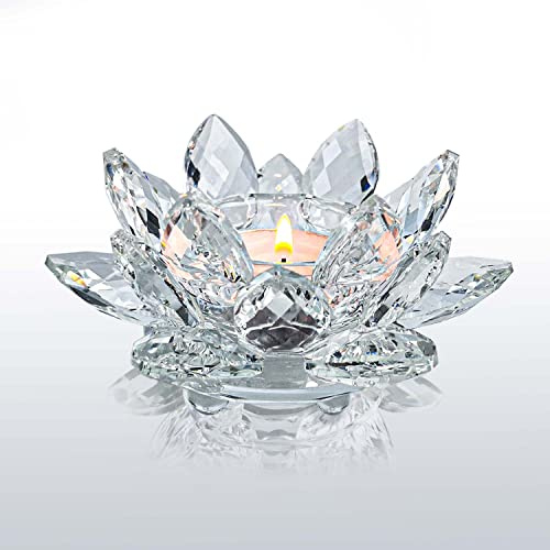 Kolnlala Teelichthalter aus Kristall-Lotusblüte, Glas-Teelichthalter, Dekoration, Dekoration für Weihnachten, Zuhause, Hochzeit, Party, 1 Stück