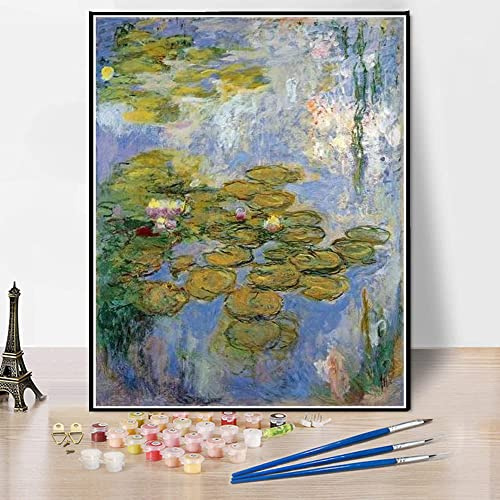DIY Painting Kits for Adults Water Lilies Painting by Claude Monet Arts Craft for Home Wall Decor