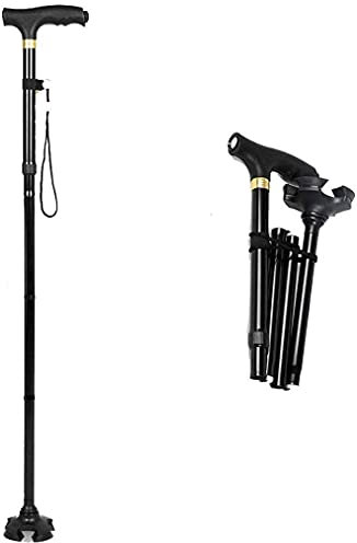 Gehstock 4 Fuß Klappstock Behinderung Medizinische Versorgung für Senioren/mit Taschenlampenfunktion Aluminium 5 Höhenverstellung Benutzer max. 120 kg/Nettogewicht It's so Kind of You