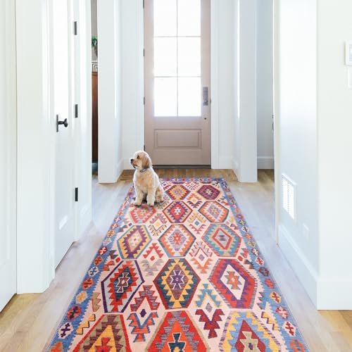 NETLINE HOME Washable Area Rugs for Living Room Traditional Carpet Low Pile Rug Non Slip Kitchen Rug - Decorative Floor Mat Boho Design Vintage Rug Foldable Hallway Carpets for Bedroom - Multicolor 2