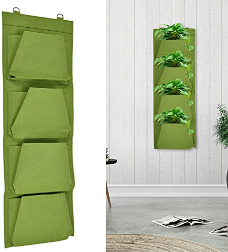 ZHDOKA Pflanztasche Zum Aufhängen an der Wand, Filz-Pflanzen-Wachstumstasche, Mehrere Taschen, Blumen-Wachstumstasche, Vertikaler Hängender Pflanzenhalter, Wand-Pflanzgefäß für Den Außenbereich, für G