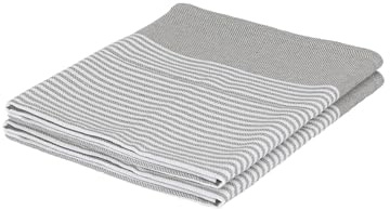Nicola Spring 2x Light Grey Pinstripe 70cm x 50cm Cotton Tea Towels - Absorbent Home Kitchen Catering Oven Glass Dish Cloth Hand Towels