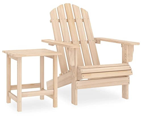 LAPOOH Adirondack-Gartenstuhl mit Tisch, Gartensessel, Campingstuhl, Terassenstühle, Gartenmöbel, Balkon Stühle, Balkonstuhl, Hochlehner, Stühle Für Draußen, Massivholz Tanne