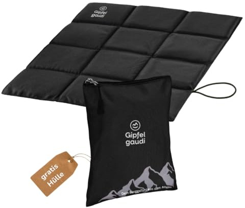 Gipfelgaudi Outdoor Sitzkissen faltbar (Schwarz) inkl. Tasche - Ultraleichtes & faltbares Sitzkissen für Unterwegs - Wetterfeste Sitzunterlage Outdoor