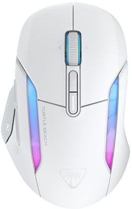 Turtle Beach Kone II Air - Souris Gaming RGB Ergonomique sans Fil,Bbatterie 350h, Capteur Optique 26 000 DPI, 21 Entrées Personnalisables, Molette 4D Free-Spin - Blanc