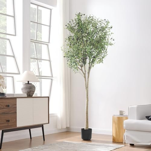 Oc'leaf Konstgjord Olivträd - 210cm Stora Konstväxter, Olivträd i Kruka, Dekorativt Konstgjort Träd för Hemmet, Vardagsrum, Sovrum, Kontor, Trädgård