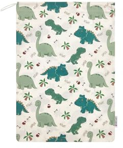 Panini Tessuti Sacchetto per il cambio asilo nido in 100% Cotone 34x44 cm sacco porta indumenti bavaglini (Dinosauri, Sacchetto)