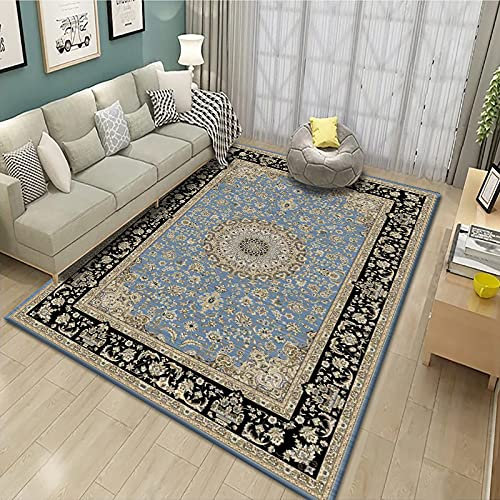 Teppich Blaue Böhmen Flauschig Kurzflor,Mikrofaser Super Weich,Anti-Rutsch,Waschbar,Teppich Webteppich Für Wohnzimmer,Flur,Schlafzimmer Teppichläufer 120X160Cm