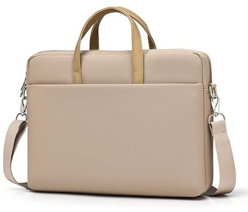 FUNSEED Sac à bandoulière pour ordinateur portable de 14 et 15 pour homme et femme, grande capacité, couleur unie, imperméable, en polyester