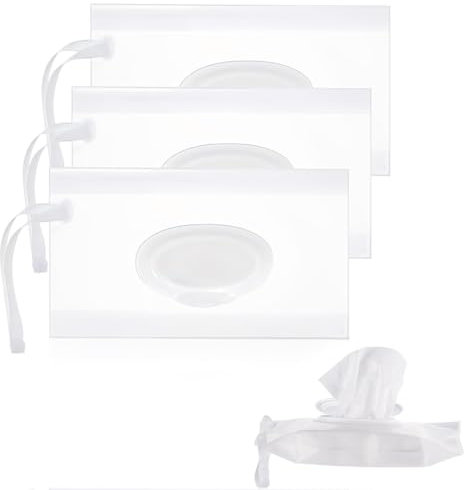 DLPRK 3 pezzi Dispenser portatile per salviettine, riutilizzabile, per lo smaltimento dei pannolini, ricaricabile, per viaggio personale, mantiene umide le salviettine, salviette bambini (trasparente)