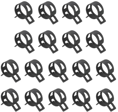 Sourcingmap 18Pcs Spring Band Type Action Fuel/Silicone Vacuum Hose Pipe Clamp, 17mm Low-Pressure Air Spring Hose Clip Clamp for Automotive Oil Pipe Water Pipe, Black