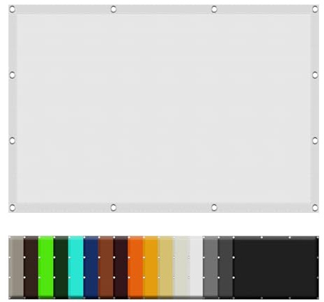 Sonnenschutz Balkon 190 x 250 cm UV Schutz Windschutz Wetterbeständig Schattennetz Windschutznetz mit Ösen Und Befestigungsseile für Außenbereich Garten, Weiß