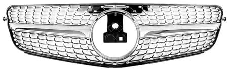Kühlergrille Für C W204 C43 C180 C200 C250 C300 Für GTR Diamond Style 2008-2014 2013 2012 Auto Frontstoßstangengrill Haubengrill Grille Sport Kühlergrill(Diamonds-Silver)