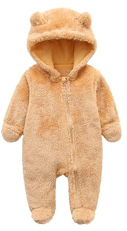 KIDDLETOWN Bébé Combinaisons polaire Barboteuses, combinaison de neige manteau d'hiver polaire, Garçon et Fille Combinaison Une Pièce avec Capuche, Bébé Combinaisons polaire Barboteuses 0-12 Mois