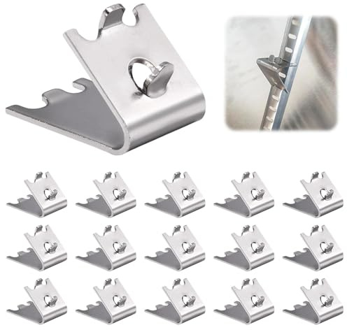 LEONTOOL 920158 Refrigerator Shelf Clips, 16 Pack Freezer Shelf Clips, Stainless Steel Freezer Cooler Shelves Support Clip, Commercial Fridge Replacement Rack Clip Buckle for Square Slotted Pilasters