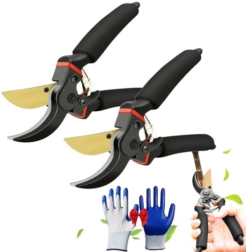 Hermhoffer GardenSlicer Pro | Hochleistungs-Gartenschere, Gartenschere Premium, GartenschereGroß, für die Gartenarbeit, Heckenschere Hand, Ergonomisch, Profi Baumschere für Gartenarbeit (2 PCS)