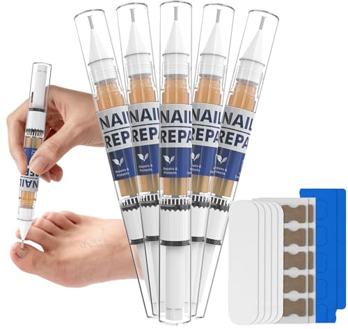 iKeener Nail Care Pen, 5 Pièces Stylo Soin des Ongles avec Ingrédients Naturels, Cuticle Oil Stylo pour les Ongles de Pieds et de Mains Cassés, Décolorés et Abîmés