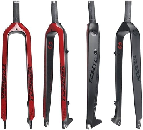 CUCKQUIC Fahrrad Starrgabel Vollcarbon Fahrrad Vorderradgabeln Scheibenbremse Starrgabel MTB Fahrradgabel Gerade Fahrradzubehör Red,29