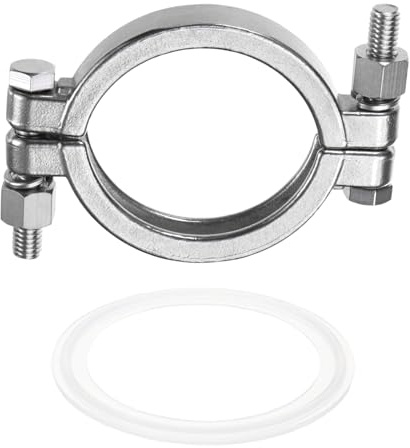 sourcing map Stainless Steel Sanitary Bolted Pipe Clamp Flange OD 3 (77.5mm) High Pressure Clamp Flange OD Fitting Connection with Silicone Gasket for Cosmetics Factory Pipes