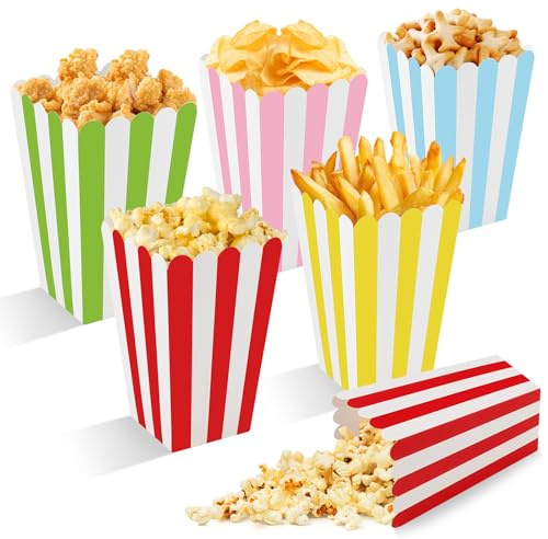 Wozzies 75 Pezzi Scatole di Popcorn, 5 Colori Sacchetti Pop Corn, Contenitori Pop Corn Carta, Mini Porta Pop Corn Festa, Adatto per Feste, Cinema, Spuntini, Festività, Compleanni E Matrimoni