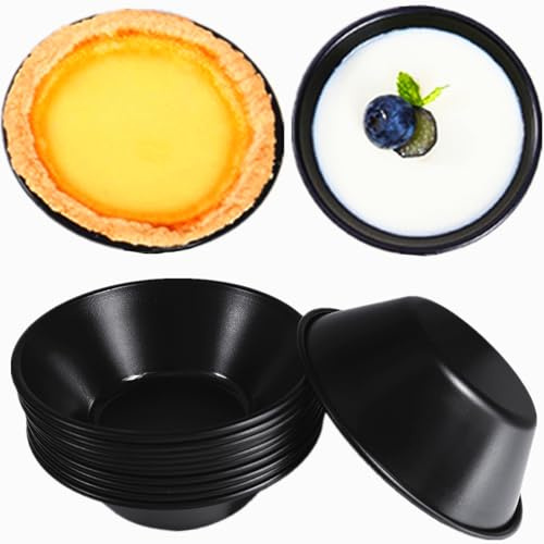 DWWTKL 12-Pack 3.27 Inch Egg Tart Mold Mini Pies Cupcake Bread Muffin Pan Nonstick Carbon Steel Round Oven Baking Mousse Quiche and Desserts Mould