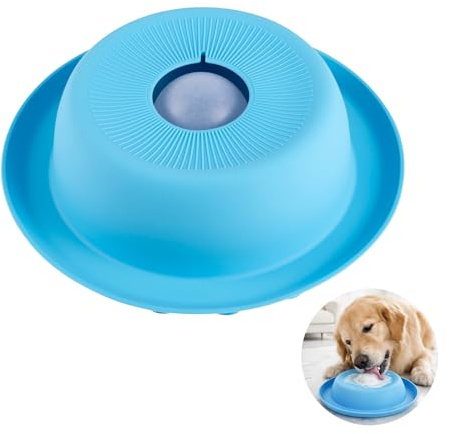 PEGGY11 Comedero Lento para Perros y Gatos, Cuenco de Silicona para Líquidos con Bola Central, Diseño Antiderrame y Base con Ventosas Antideslizante, Apto para Lavavajillas