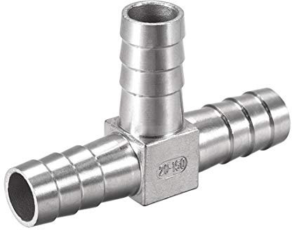sourcing map 25/32-Inch (20mm) Hose ID Barb Fitting Stainless Steel 3 Way T Shaped Union Home Brew Fitting