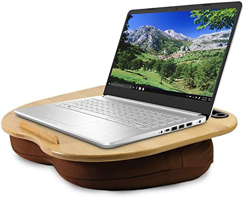 Feicuan Soportes para portátiles con Cojín para Cama y Sofá, Escritorio de Regazo Estantería Almohada Mesa de Rodilla Soporte para teléfono con Tableta Tira Antideslizante, Apto a Laptop hasta 14