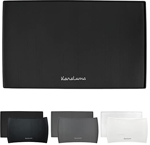 KaraLuna Premium silikonskålunderlägg 60 x 40 cm (svart, rektangulär) fodermatta katt foderunderlag hund matskål hundskål underlägg kaffe helautomatisk skål matta silikonmatta