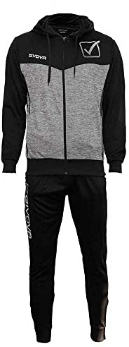 GIVOVA TUTA VISA MELANGE CON CAPPUCCIO POLARFLEECE NERO/GRIGIO SCURO MELANGE Tg. 4XL