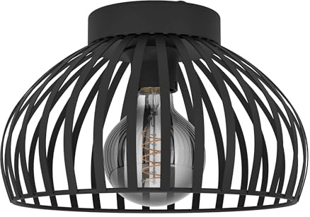 EGLO Deckenlampe Mogano 3, Deckenleuchte im monochromen Design | Wohnzimmerlampe aus Metall in Schwarz, Lampe Decke, Flurlampe mit E27 Fassung, Ø 28 cm