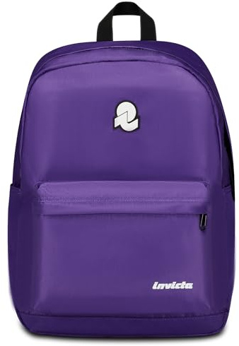 Invicta Zaino Scuola Carlson Plain Viola - Mono Scomparto Con Tasca Porta PC/Tablet e Borraccia - Per Superiori, Università e Viaggio - Ragazza/Donna