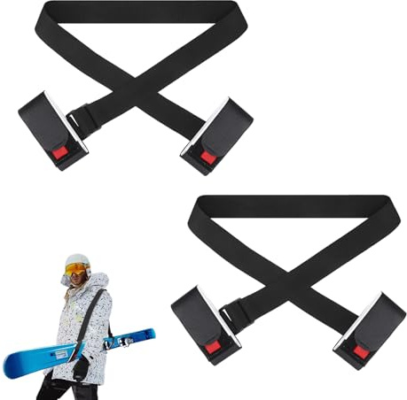 GSrenyu 2 Pack Ski Snowboard Carrier Straps, Adjustable Shoulder Ski Pole Straps with Cushioned Fasteners for Carrying Boards Boots Men Women Kids