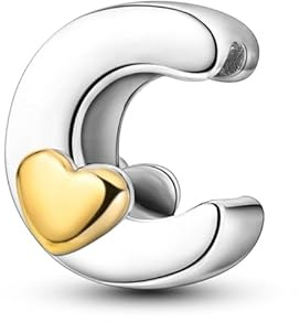 Pandach Damen Charm Anhänger Buchstabe für Armband 925 Sterling Silber Charms Beads passend für Armband und Halskette, Kompatibel mit Europäischen Armbändern für Frauen Mädchen